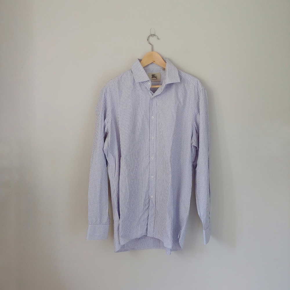 Burberry Cotton Button Up Dress Shirt Pinstripe Size 17.5